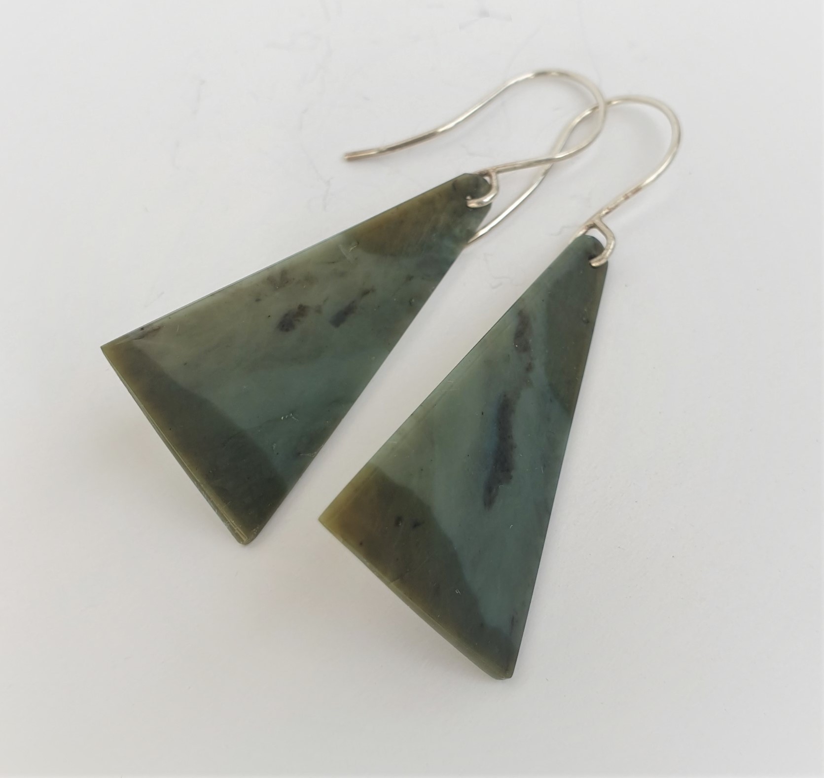 Nelson Blue Nephrite Jade Triangle Earrings