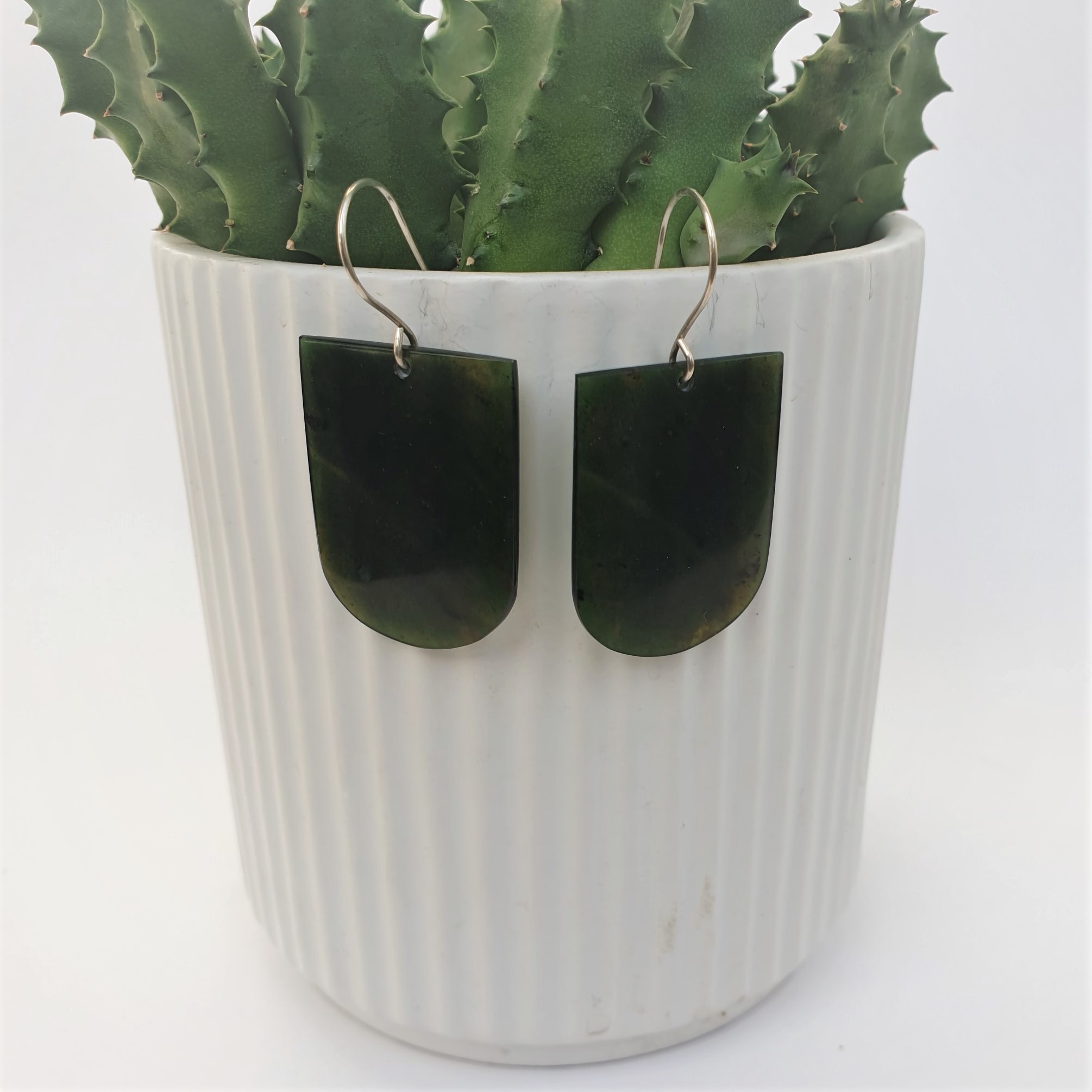 Antigorite Serpentine Arch Earrings - Image 3