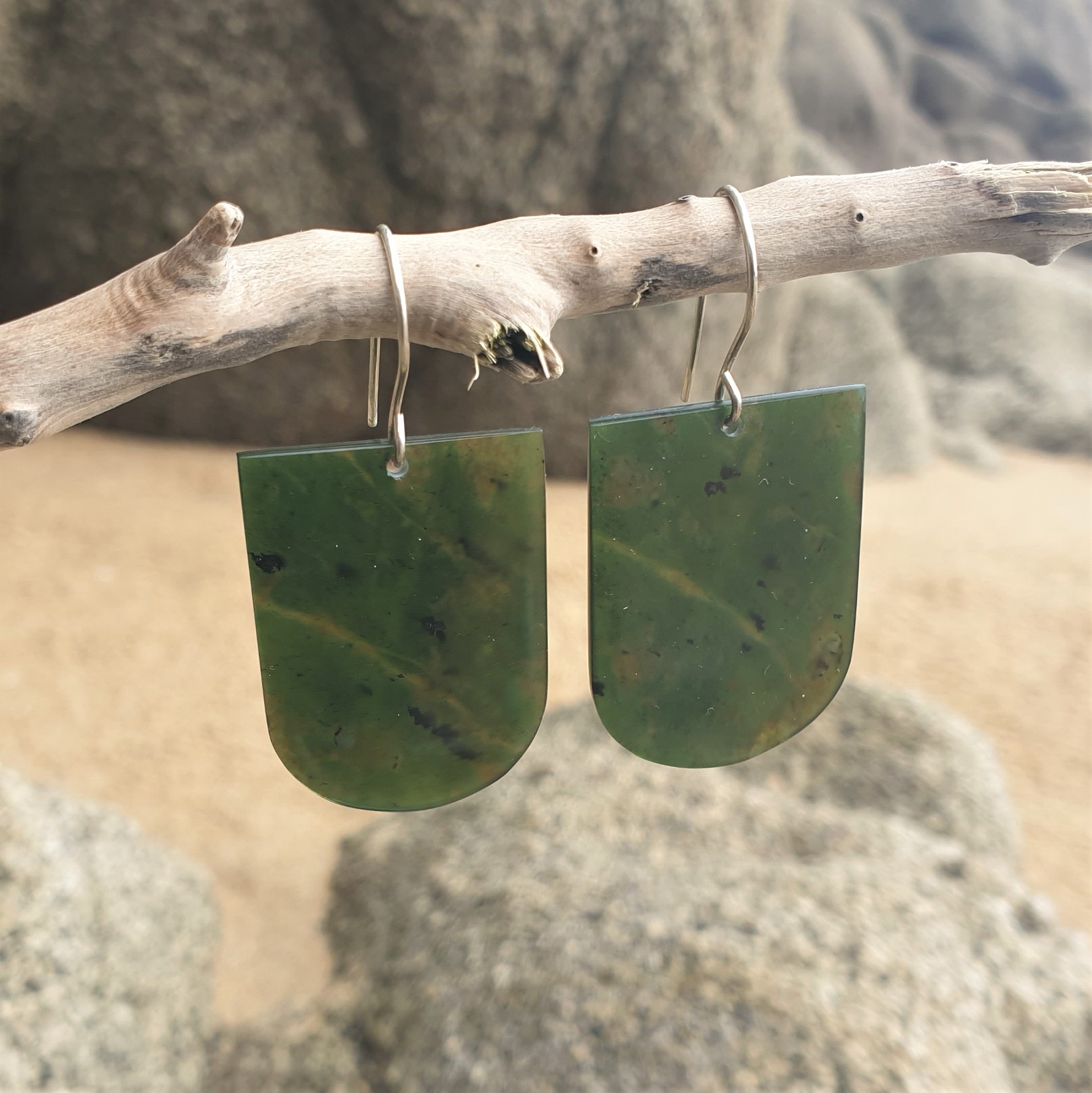 Antigorite Serpentine Arch Earrings