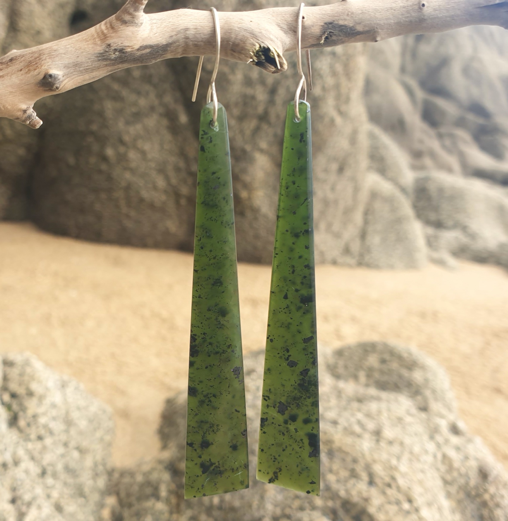 Antigorite Serpentine Blade Earrings