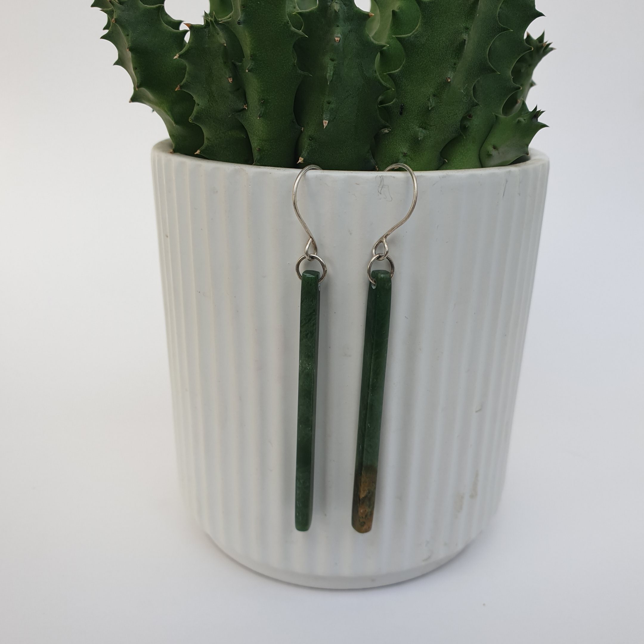 Pounamu Long Thin Drop Earrings - Image 2